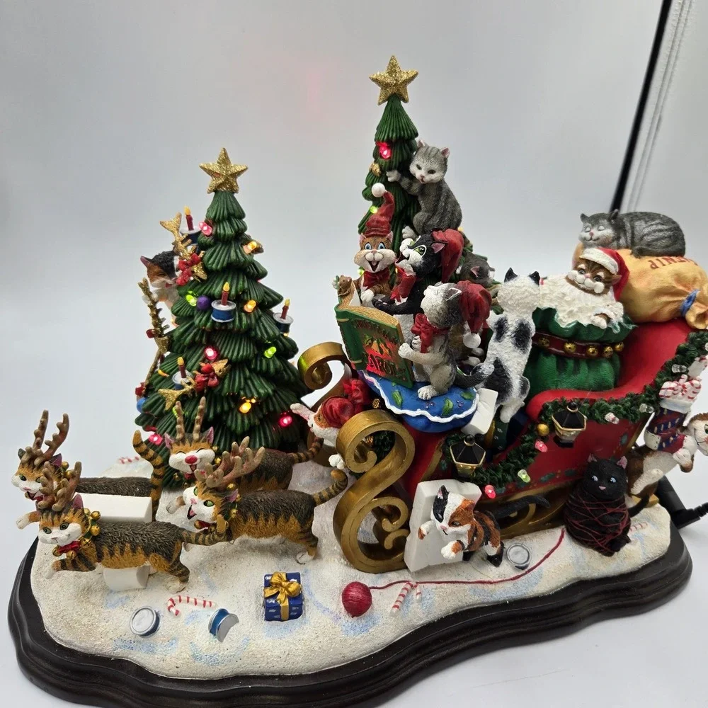 Vtg Danbury Mint Comical‎ Cats Christmas Sleigh Gary Patterson Rare Working HTF